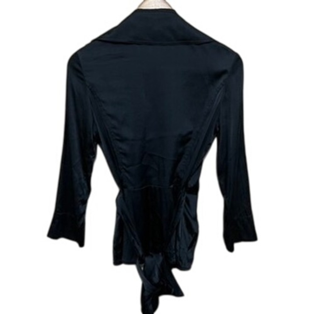 Diane von Furstenberg Silk Lycra Wrap Shirt Blouse Top Black Size‎ 4 - Picture 5 of 7